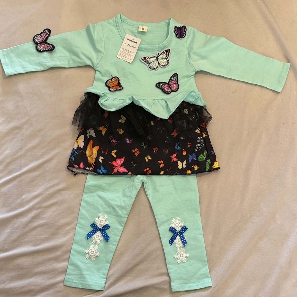Butterfly Print Kids Matching Set